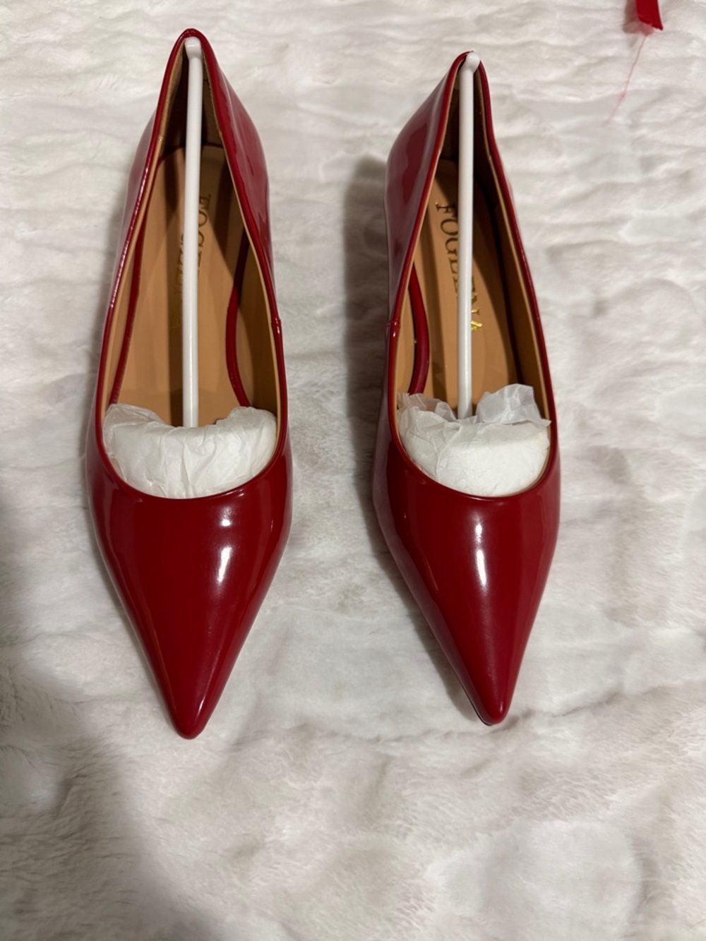 Fogeena Red Patent Pointed-Toe Pumps Size 7.